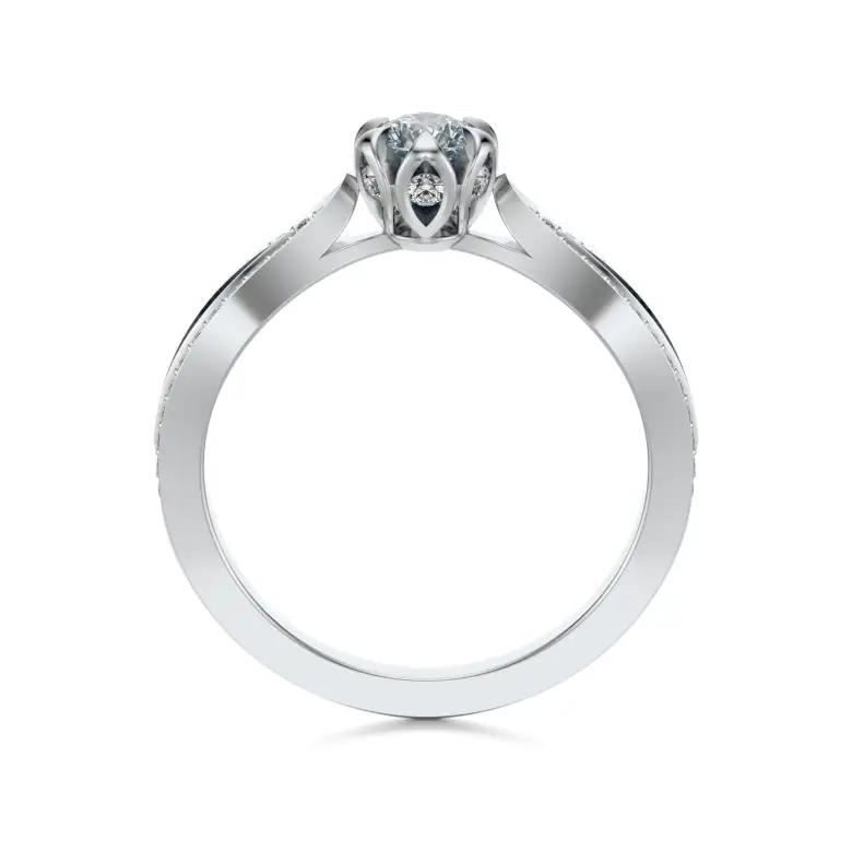 Pierścionek z białego złota z diamentami